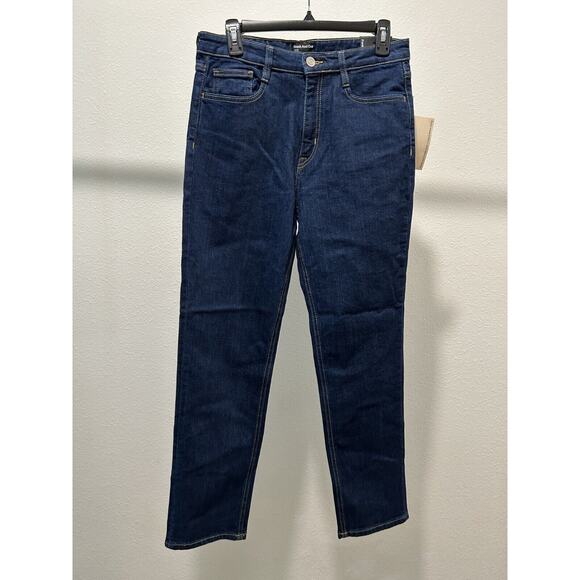 Frank And Oak Women's Cyndi High Rise Straight Jeans Dark Indigo Choose Your Sz - Picture 1 of 7